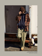 USAGE Heavyweight Herringbone Baker Pants in Olive - On Male Model