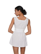 SweetChilling Embroidered Tie Waist Mini Dress in Red - On Female Model