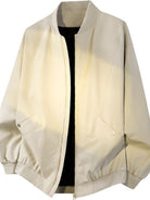MEDM Stand Collar Zip Up Windbreaker in Beige