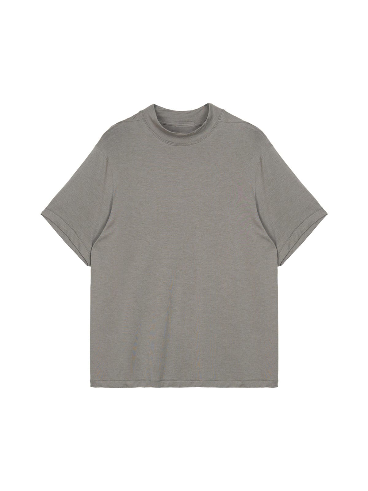 SIMPLE PROJECT Wool Blend Mock Neck T Shirt in Gray
