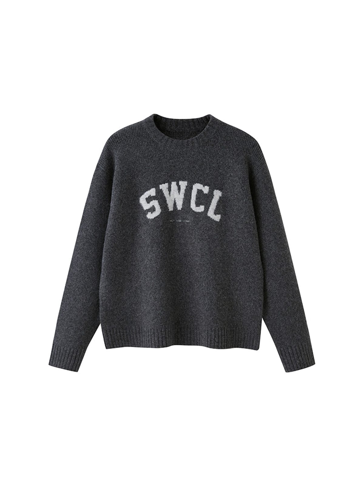 SweetChilling Relaxed Letter Jacquard Sweater in Dark Gray