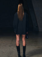 SMFK Cotton Button Up Cargo Shirt in Black - On Model