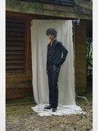 Retro21 Western Fringe Shirt Jacket in Black - On Male Model