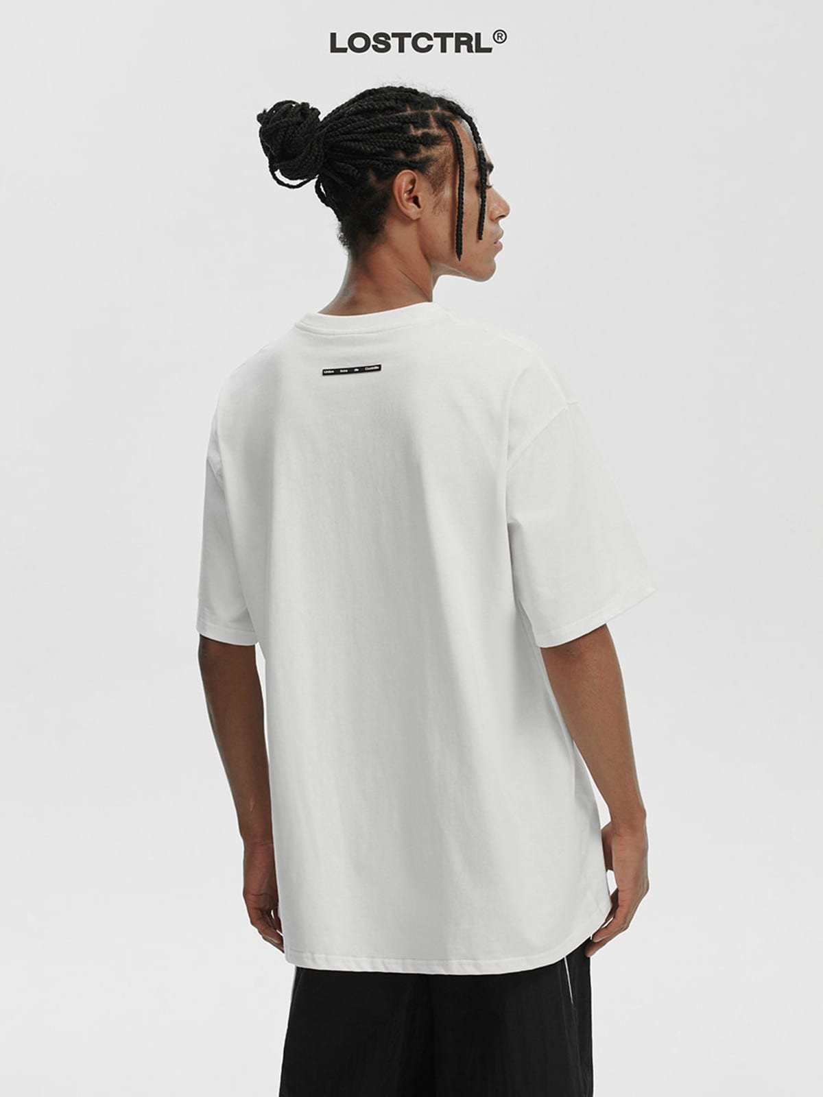 LOSTCTRL Heavyweight Cotton Graphic T Shirt in White - On Model