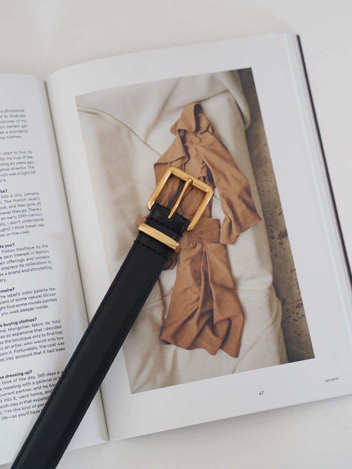PANLULUPAN Full Grain Leather Square Buckle Belt in Black - Lifestyle