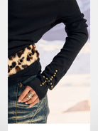 BeerBro Cowl Neck Top Leopard Cami Set in Black - On Female Model