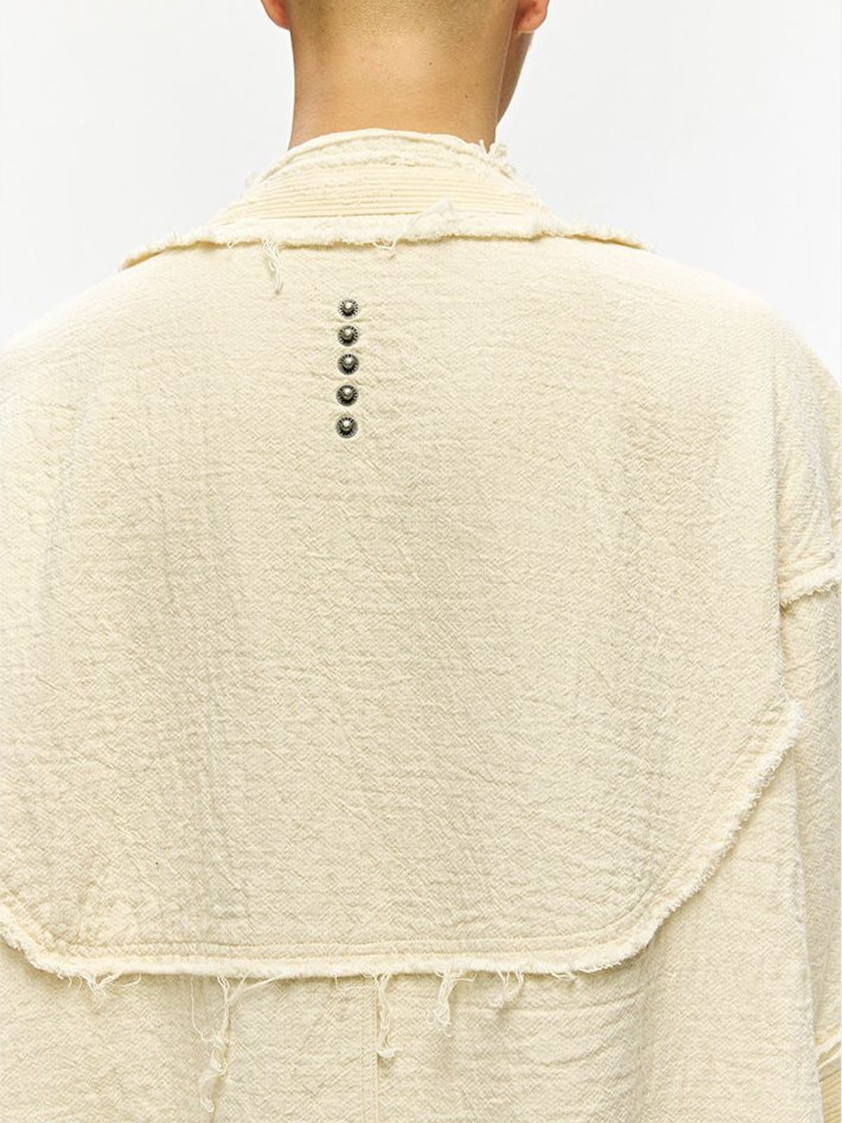 D5ove Distressed Half Sleeve Kimono Cardigan in Cream - On Model