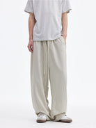 MEDM Lightweight Wide Leg Track Pants in Gray - On Male Model
