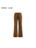 RARELY ALIKE Eco Suede Cropped Bootcut Pants in Caramel