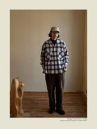 USAGE Brushed Plaid Western Shirt in Purple - On Male Model