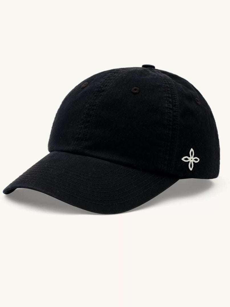 SMFK Washed Cotton Embroidered Baseball Cap in Black