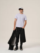 Retro 21 Liquid Ammonia Cotton T Shirt in Purple - On Male Model