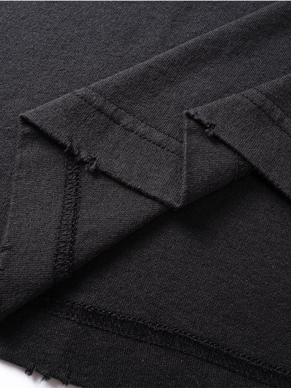 D5ove Distressed Graphic Cotton T Shirt in Black - Detail