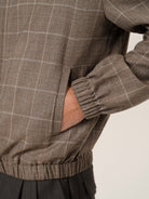 Retro 21 Silk Wool Plaid Double Zip Jacket in Brown - On Model