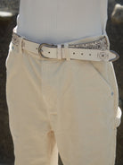Retro 21 Wide Wale Cotton Corduroy Pants in White - On Model