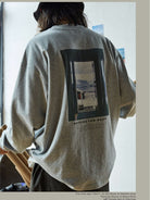 USAGE Air Spun Cotton Graphic T Shirt in Gray - On Model