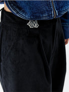 MEDM Wide Leg Parachute Cargo Pants in Black - On Model