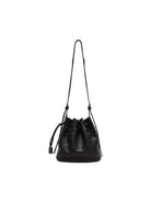 QIUZHEN Kidskin Drawstring Bucket Bag in Black