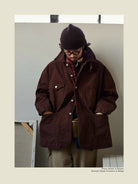 USAGE Washed Heavyweight Cotton Chore Jacket in Brown - On Male Model