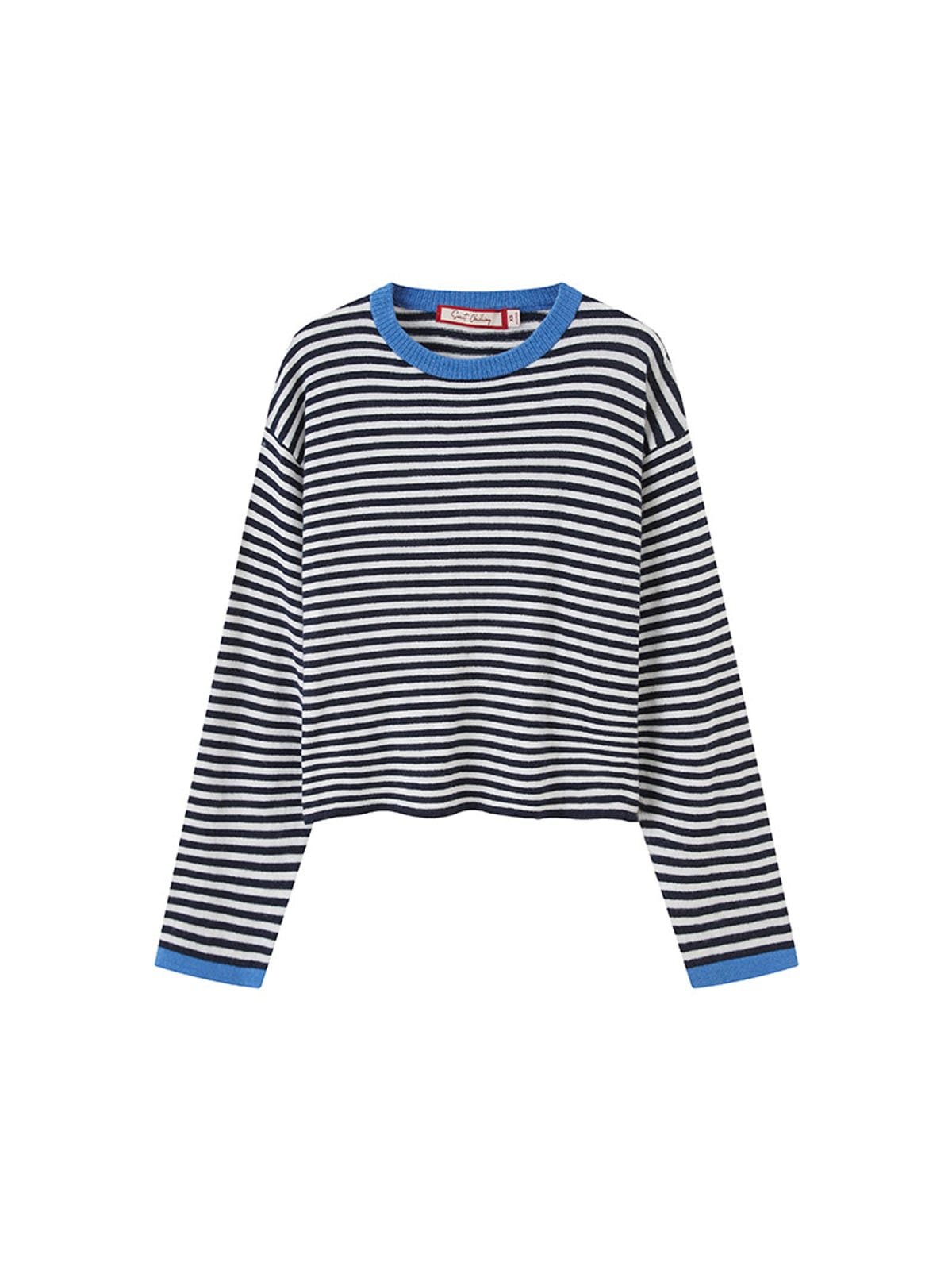 SweetChilling Striped Wool Blend Crewneck Sweater in White