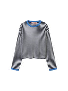 SweetChilling Striped Wool Blend Crewneck Sweater in White