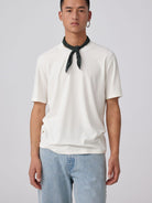 SIMPLE PROJECT Wool Blend Crewneck T Shirt in White - On Male Model
