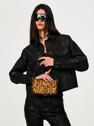 SMFK Cross Badge Leather Shoulder Bag in Print - On Female Model