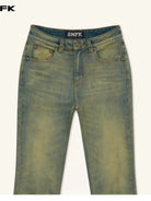 SMFK High Waisted Horseshoe Flare Jeans in Denim - Detail