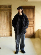 USAGE Slub Cotton Raglan Sweatshirt in Black - On Male Model