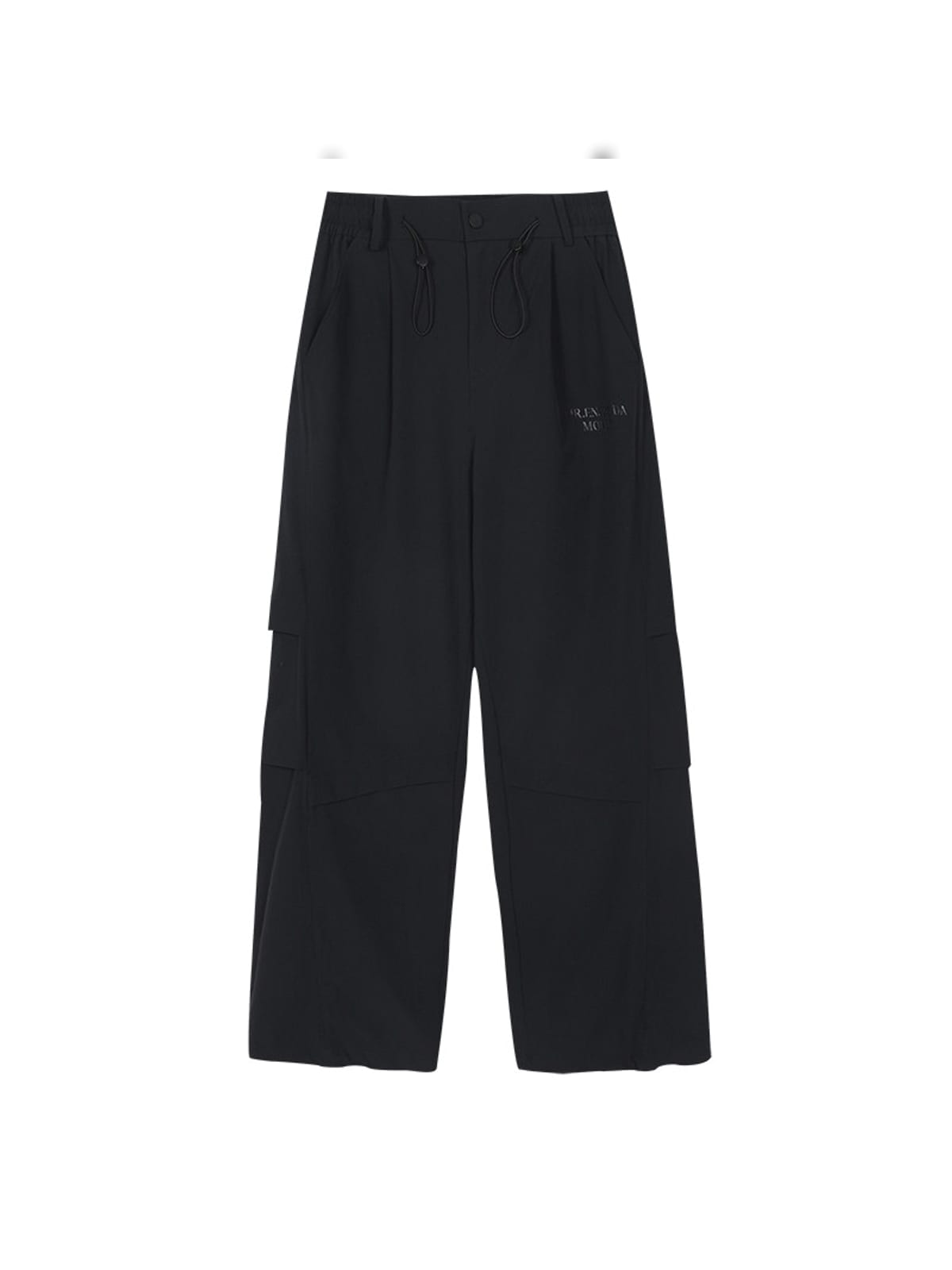MEDM Crinkled Nylon Parachute Cargo Pants in Black