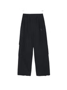 MEDM Crinkled Nylon Parachute Cargo Pants in Black