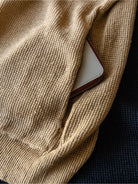 Soda Contrast Collar Linen Knit Sweater in Beige - Detail