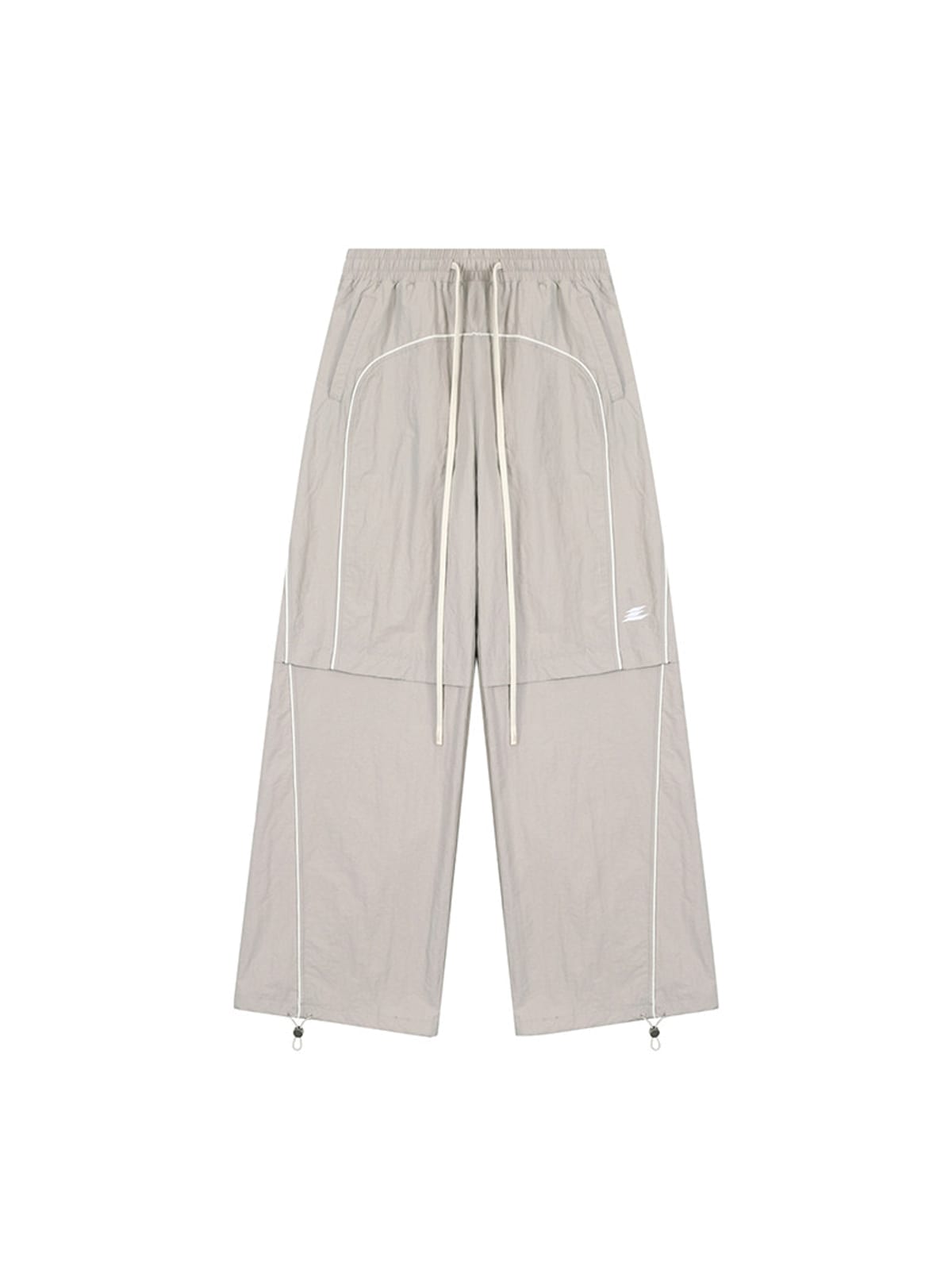 LOSTCTRL Contrast Piping Nylon Trousers in Gray