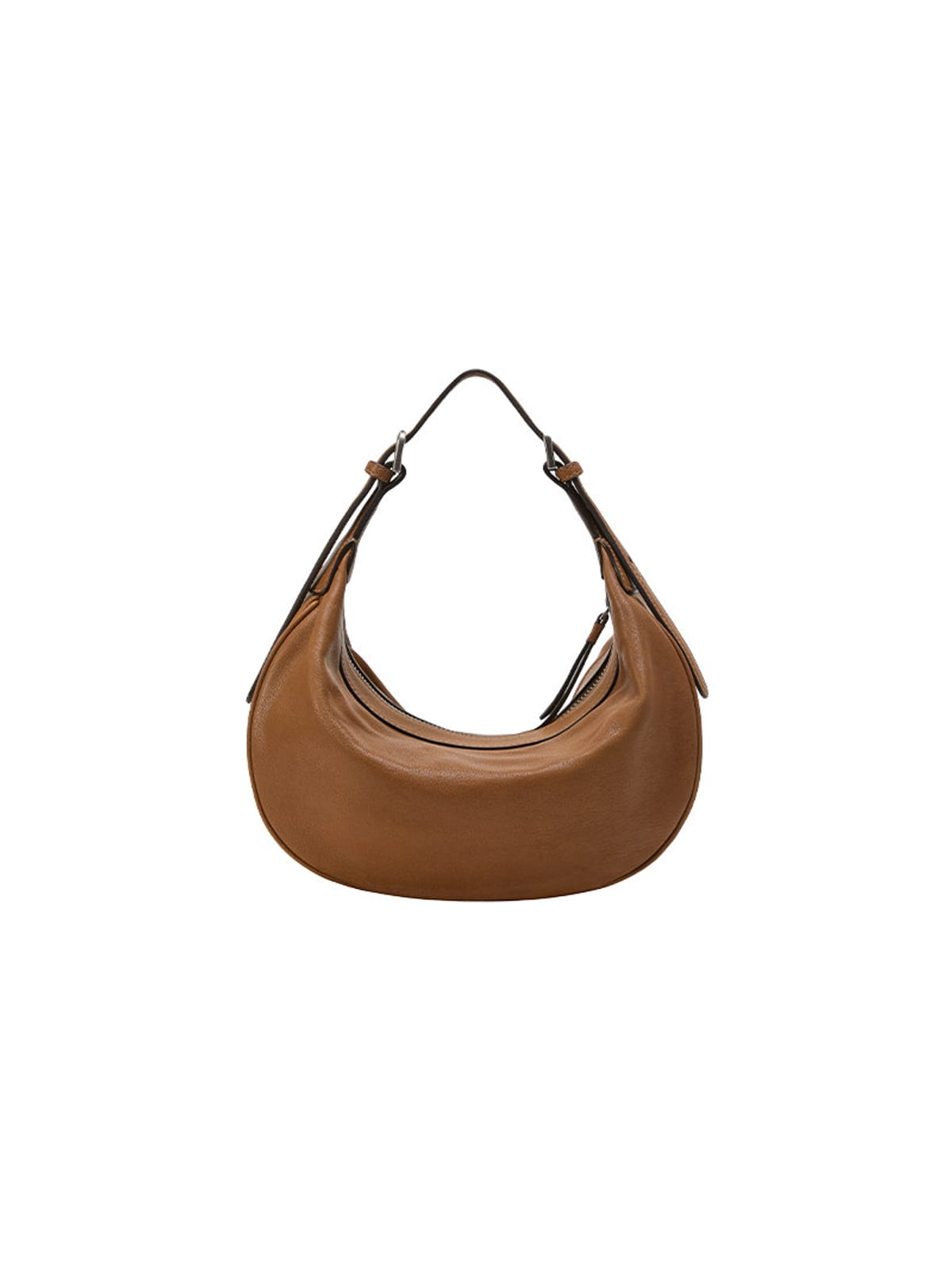 QIUZHEN Vegetable Tanned Leather Crescent Bag in Beige
