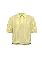 JCAESAR STUDIO Pointelle Ribbed Cotton Polo in Yellow