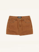 SMFK Vintage Wash Denim Mini Skirt in Brown