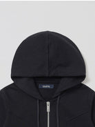 SMFK Cotton Wool Blend Cropped Zip Up Hoodie in Black - Detail