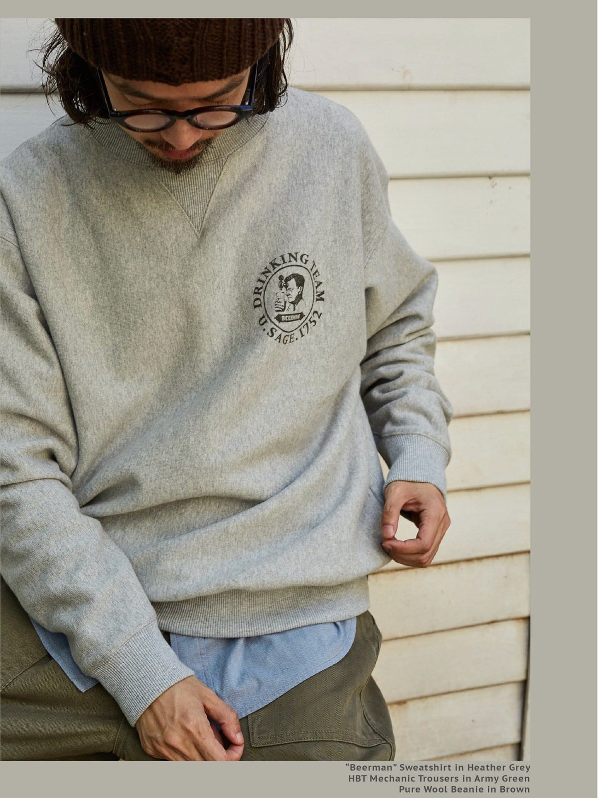 USAGE Reversible Sorona Blend Sweatshirt in Gray - On Male Model