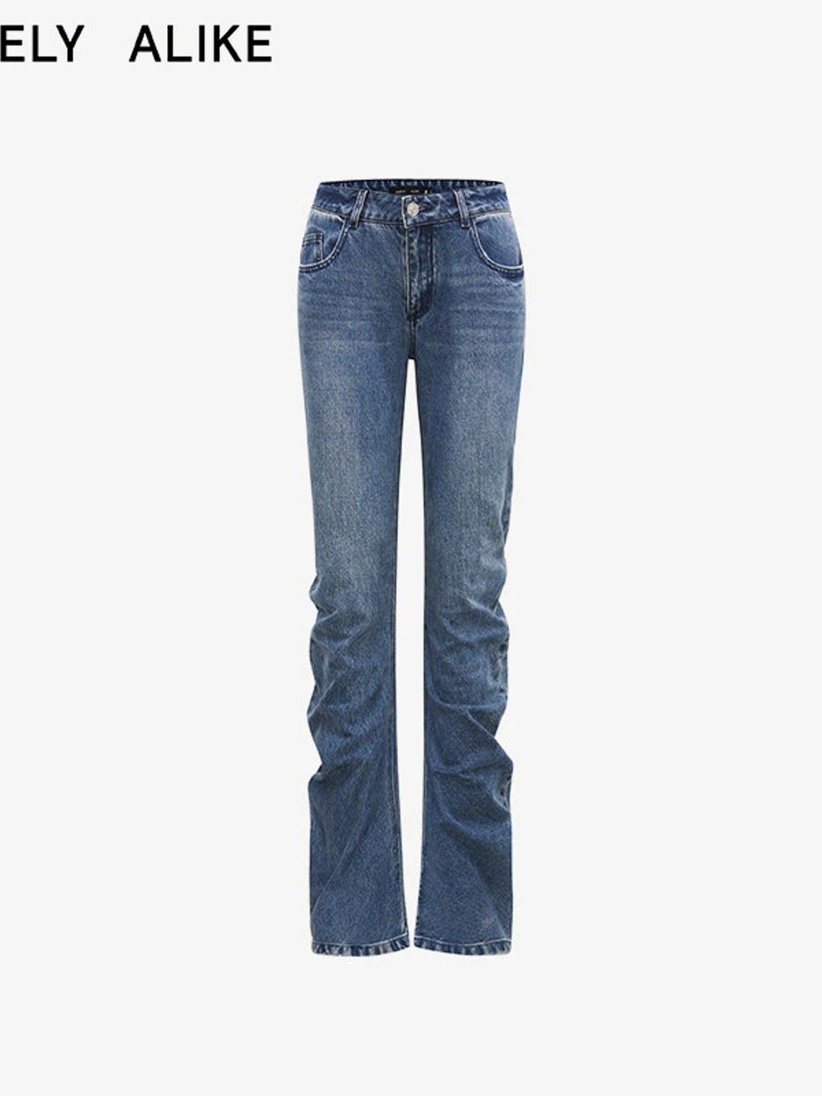 RARELY ALIKE 3D Cut Curved Flared Jeans in Denim