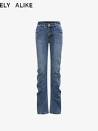 RARELY ALIKE 3D Cut Curved Flared Jeans in Denim