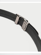 HONGU Cowhide Leather Automatic Buckle Belt in Black - Detail