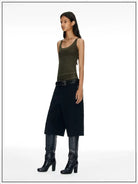 FaxCopyExpress Longline U Cut Racer Tank in Olive - On Female Model