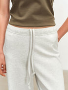 MSBEAST Cotton Blend Wide Leg Sweatpants in Heather Gray - On Female Model
