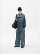 MASONPRINCE Distressed Hoodie Sweatpants Set in Teal - On Male Model