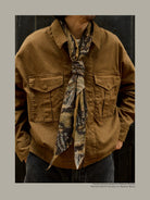 USAGE Heavyweight Canvas Cropped Workwear Jacket in Brown - On Male Model