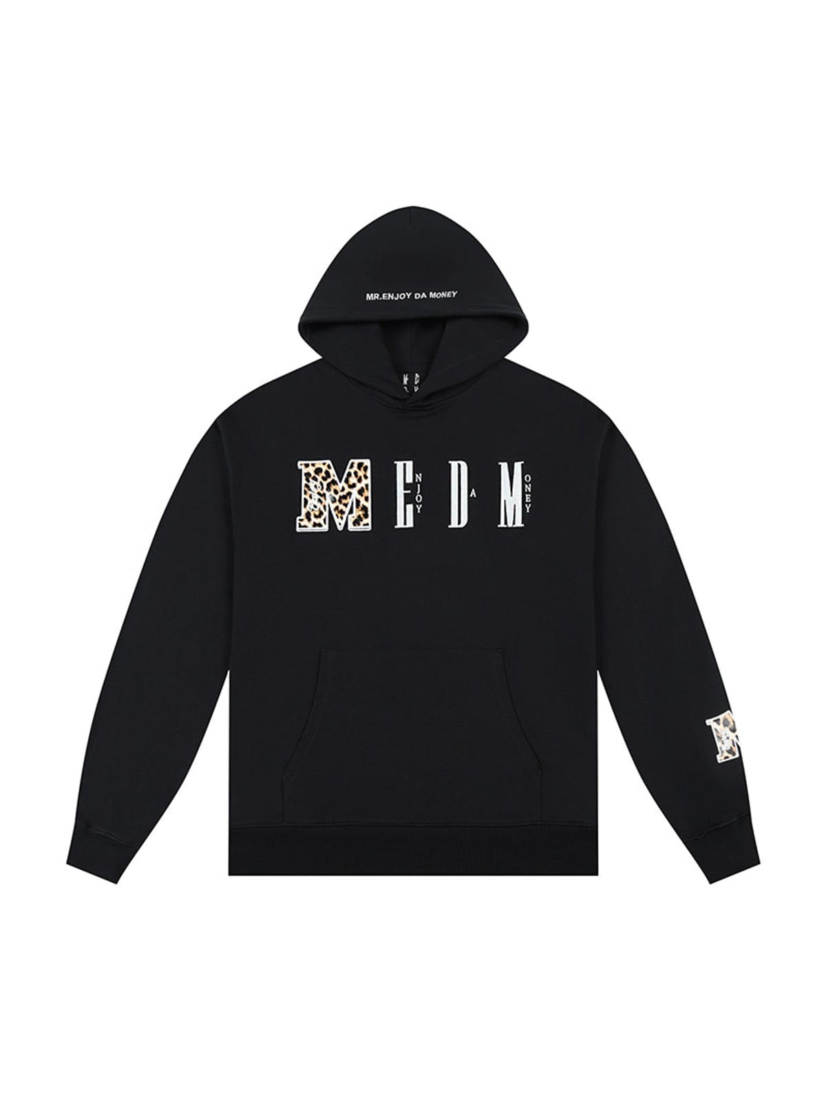 MEDM Animal Print Logo Pullover Hoodie in Black