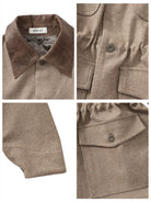 Retro 21 Wool Blend Contrast Collar Jacket in Khaki - Detail