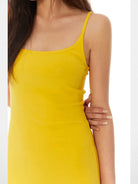 THELIGHT OFFICIAL Spaghetti Strap Cotton Maxi Dress in Yellow - On Female Model