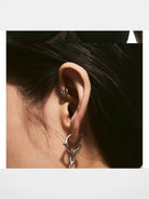 BLACKHEAD Manta Ray Mother of Pearl Drop Earrings in Silver - On Female Model