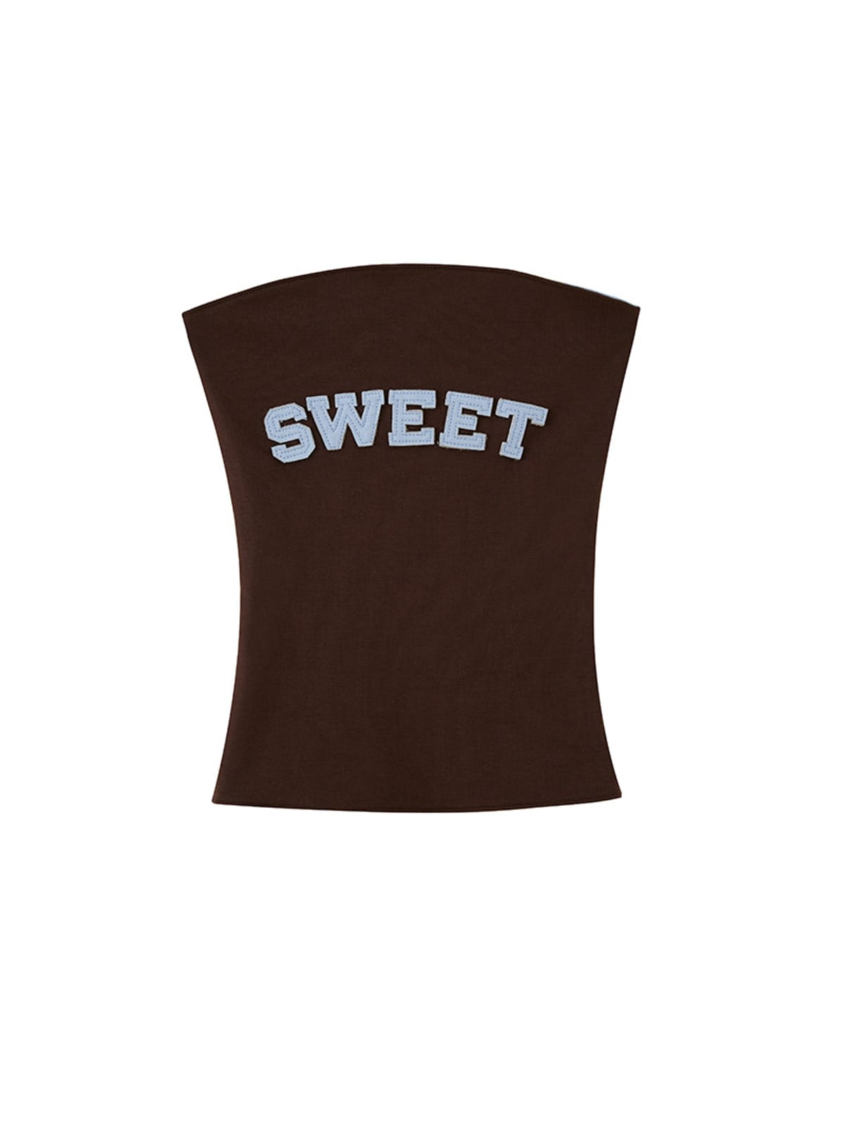 SweetChilling Applique Contrast Trim Bandeau Top in Brown